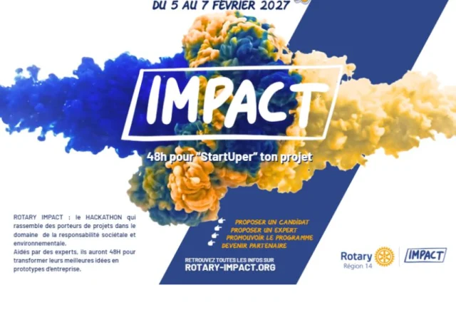 🚀 48 HEURES POUR TRANSFORMER UNE IDÉE EN PROJET D’ENTREPRISE RESPONSABLE !

Et si votre idée devenait un projet concret au service de la société et de l’environnement ? 🌍

Du 5 au 7 février 2027, Rotary Impact organise « 48h pour StartUper ton projet », un événement dédié à l’innovation et à l’entrepreneuriat responsable.

🎯 Ouvert aux étudiants, aux jeunes professionnels et aux start-up de moins de deux ans !

Pendant 48 heures, des experts et coachs bénévoles accompagneront les participants pour donner vie à leurs idées.

🏆 À la clé : un an d’accompagnement pour les trois projets lauréats !

Une belle illustration de l’engagement du Rotary auprès de la jeunesse, pour encourager l’initiative, l’innovation et les projets porteurs de sens.

👉 Découvrez cette initiative dans RotaryMag :

https://www.rotarymag.org/recherche.html?search=Rotary+impact
