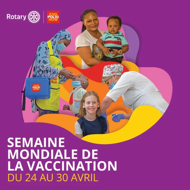 🗓️ C’est la Semaine mondiale de la vaccination !Le Rotary s’engage pour un monde sans maladies évitables, notamment grâce à son combat historique contre la poliomyélite. 💉🌍Chaque année, la vaccination sauve des millions de vies. Pourtant, trop d’enfants et d’adultes n’y ont toujours pas accès.✨ Ensemble, sensibilisons et agissons pour un monde en meilleure santé.
👉 Suivez-nous toute la semaine pour en apprendre davantage et découvrir comment vous pouvez agir à nos côtés !#enpolionow