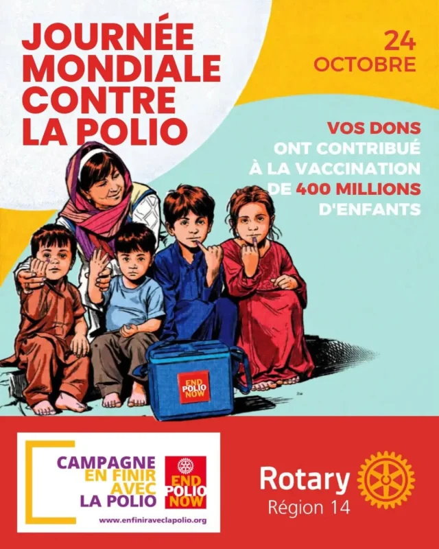 🌍 POURQUOI ÉRADIQUER LA POLIOMYÉLITE ?

La poliomyélite sauvage reste endémique au Pakistan et en Afghanistan, tandis que des épidémies liées à des variants du poliovirus menacent les progrès accomplis.

💜 Tant que la poliomyélite existera quelque part, elle constituera une menace pour les enfants du monde entier.

À l'approche du 24 octobre, Journée mondiale contre la polio, rappelons que chaque vaccination compte.

💛 Ensemble, avec le Rotary International, poursuivons notre engagement pour un monde sans polio !

👉 Soutenez cette mobilisation : https://enfiniraveclapolio.org